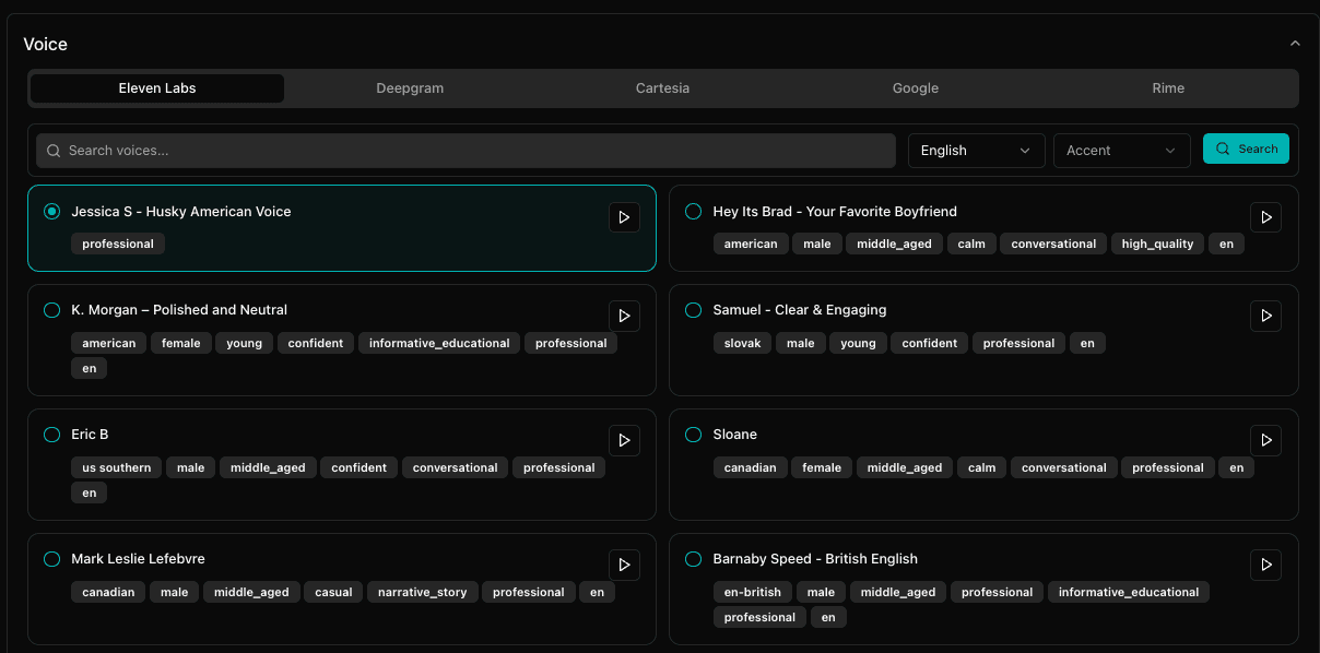 Voice settings