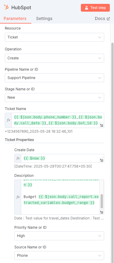 HubSpot ticket view