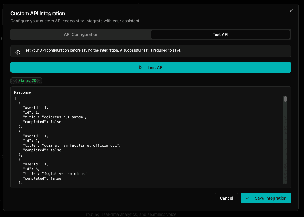 Testing custom API